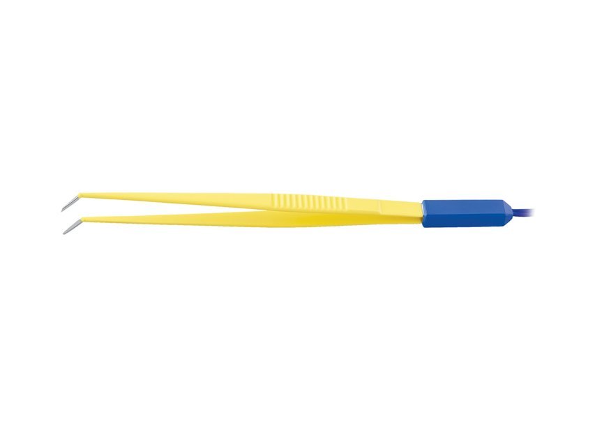 DISPOSABLE STRAIGHT FORCEPS 15 cm with 3 m cable - angled tip 1.0 mm