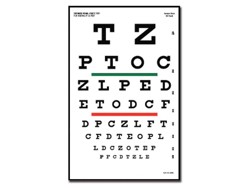 SNELLEN OPTOMETRIC CHART - 6 m - 23x35.5 cm