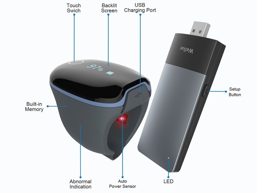 O2RING CONTINUOUS MONITORING OXIMETER - wireless remote - adult