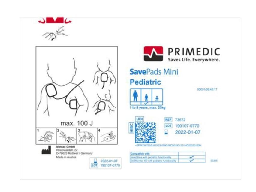 SAVE PADS MINI 1-8 years up to 25 kg for HeartSave devices since S.N 739XXXXXXX