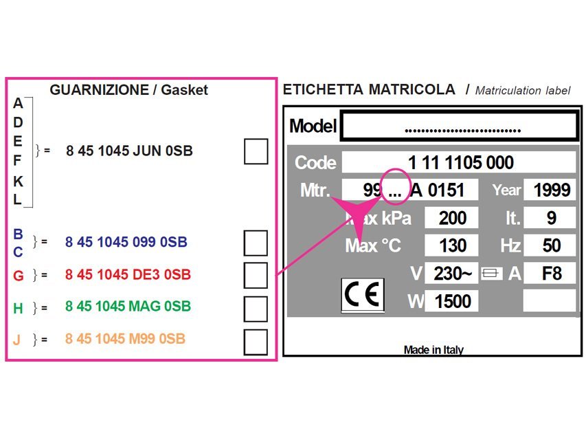 GASKET FOR H100 with serial number A,D,E,F,K,L