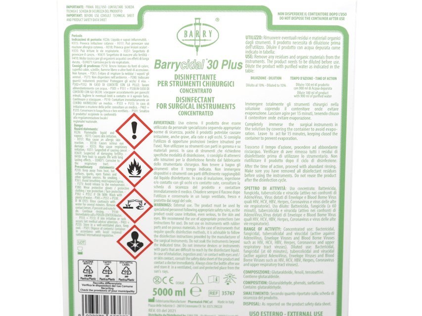 BARRYCIDAL "30 Plus" - germicide concentrate - tank 5 l