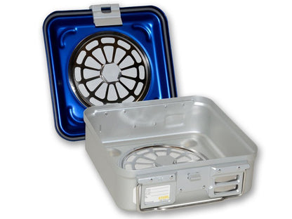 CONTAINER WITH FILTER small h 100 mm - blue - perforated