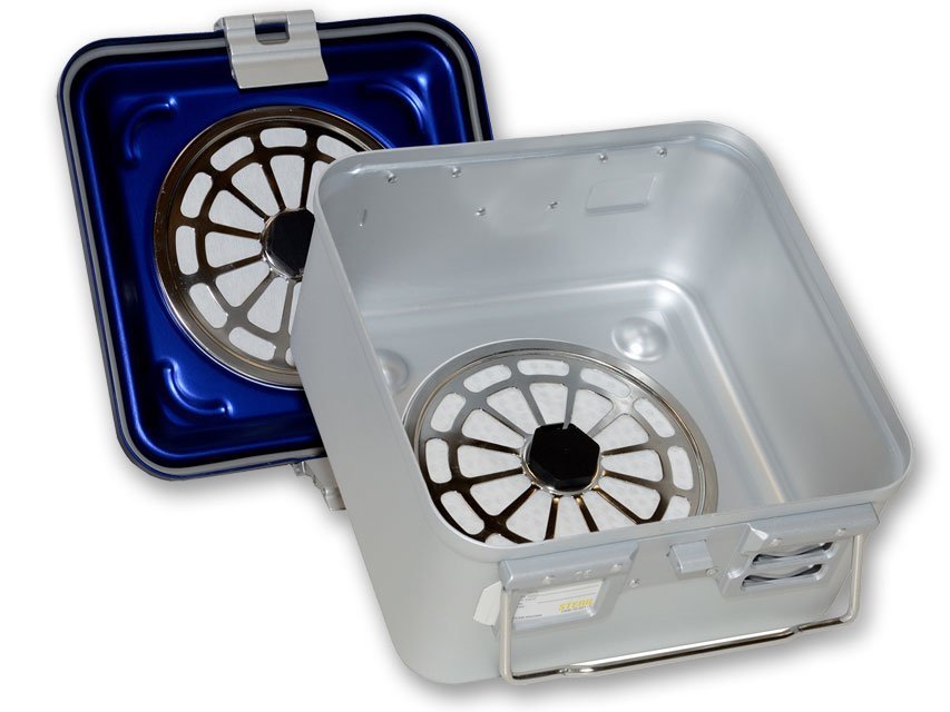 CONTAINER WITH FILTER small h 150 mm - blue - perforated