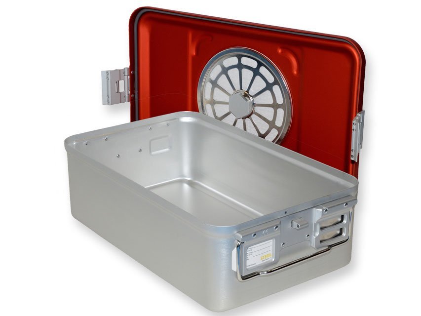 CONTAINER WITH FILTER medium h 100 mm - red