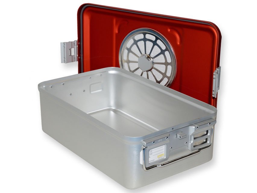 CONTAINER WITH FILTER medium h 150 mm - red