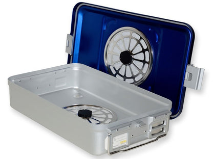CONTAINER WITH FILTER medium h 100 mm - blue - perforated