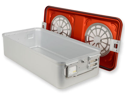 CONTAINER WITH FILTER large h 150 mm - red