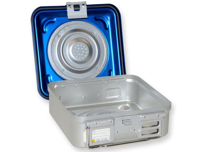 B.S. CONTAINER WITH VALVE small h 100 mm - blue - perforated