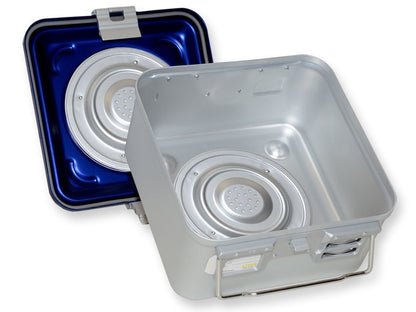 B.S. CONTAINER WITH VALVE small h 150 mm - blue - perforated