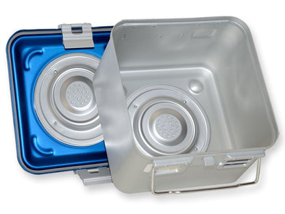 B.S. CONTAINER WITH VALVE small h 200 mm - blue - perforated