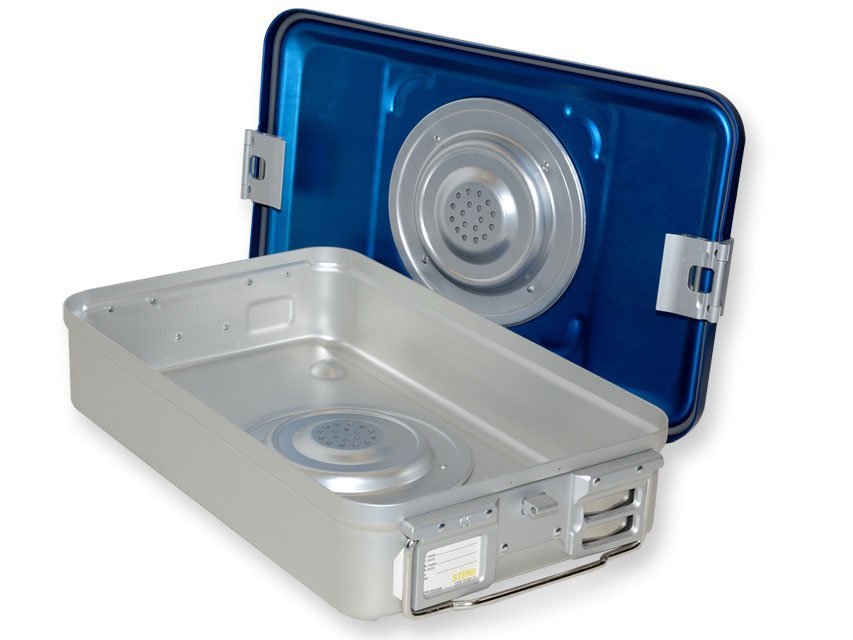 B.S. CONTAINER WITH VALVE medium h 100 mm - blue - perforated