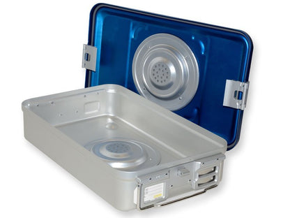 B.S. CONTAINER WITH VALVE medium h 100 mm - blue - perforated