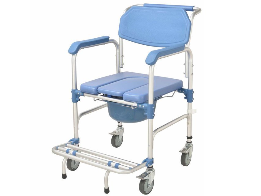 BLUE COMMODE WHEELCHAIR