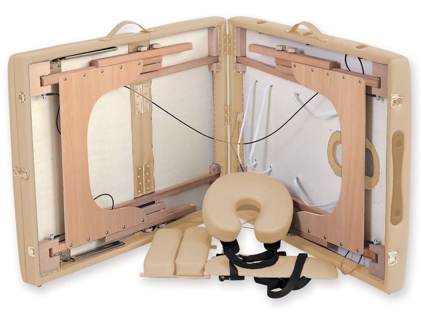 3-SECTION WOODEN MASSAGE TABLE - cream