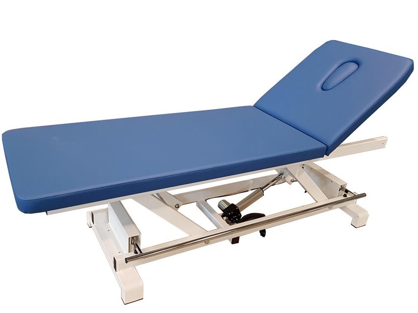 ELECTRIC HEIGHT ADJUSTABLE TREATMENT TABLE with footbar - blue