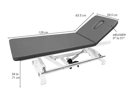 ELECTRIC HEIGHT ADJUSTABLE TREATMENT TABLE with footbar - black