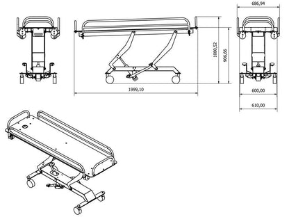 SHOWER TROLLEY - hydraulic