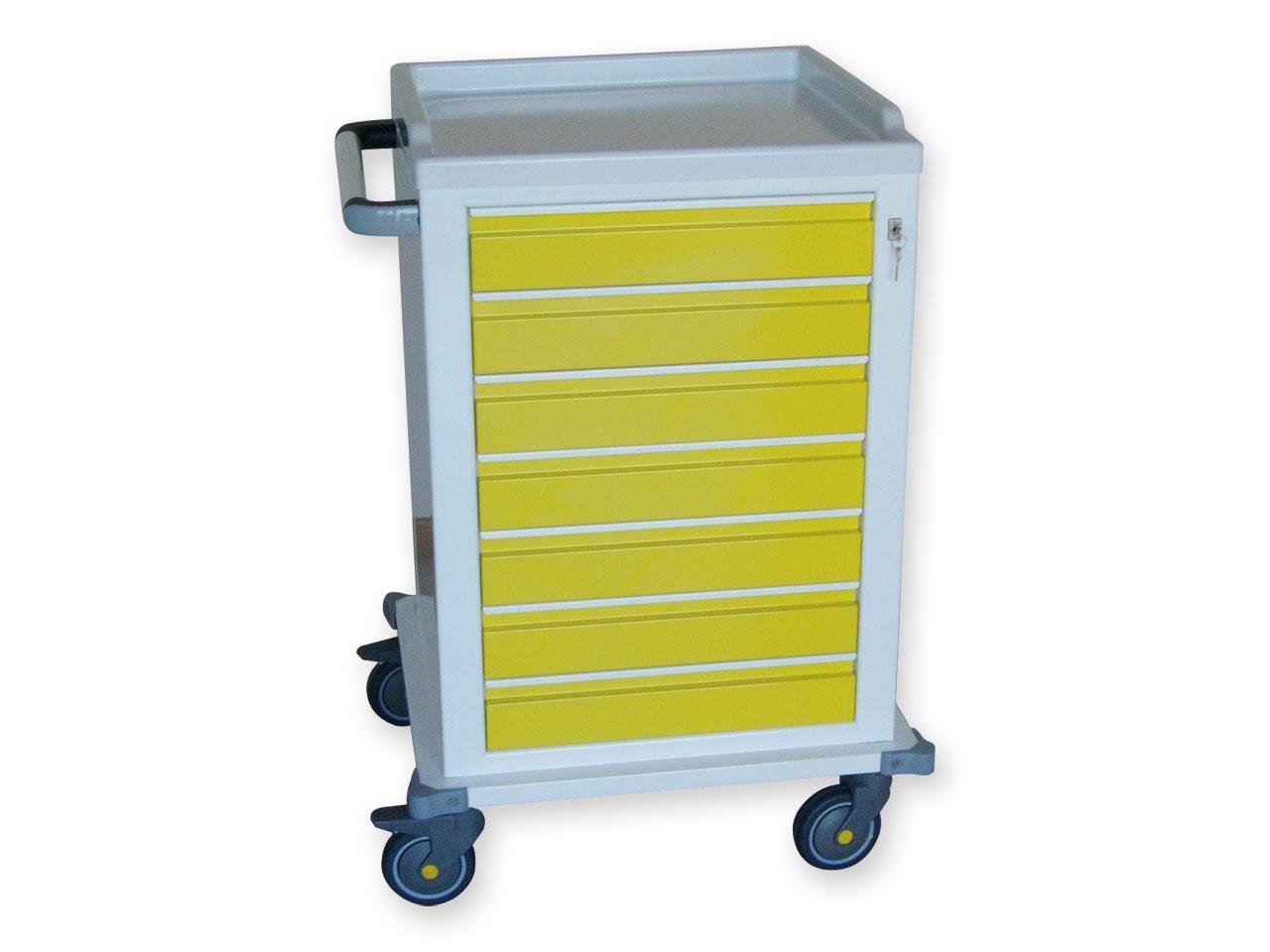MODULAR TROLLEY painted steel with 7 small drawers