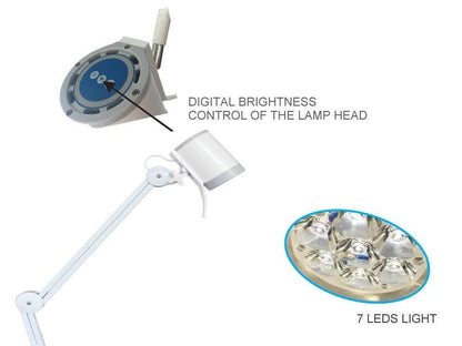 HYRIDIA 7 LEDS LIGHT with metal spring arm - trolley