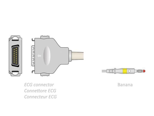 ECG PATIENT CABLE 2.2 m - banana - compatible Fukuda Denshi