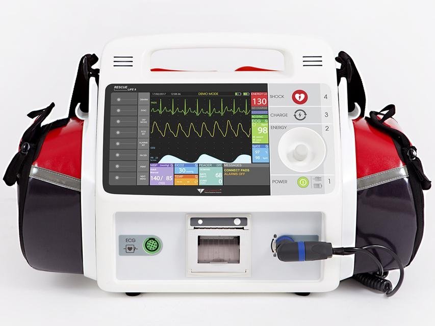 RESCUE LIFE 9 AED DEFIBRILLATOR with Temp - Italian